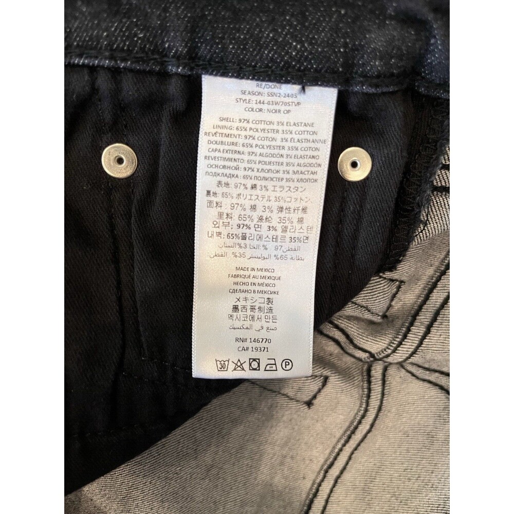 Re/Done womens 70s Stove Pipe Button Fly Jeans size 28 Black 28" inseam $265 - Picture 11 of 12